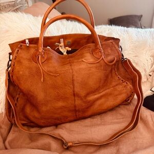 BED|STU Rustic Pecan Rockaway Brown Leather Shoulder Bag